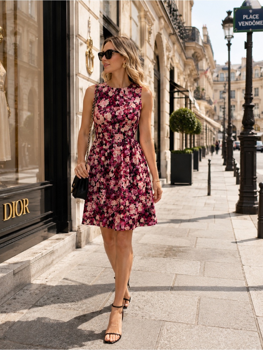 Kate Spade Roses Print Pink Floral Knee Dress - Sz 8 or 10